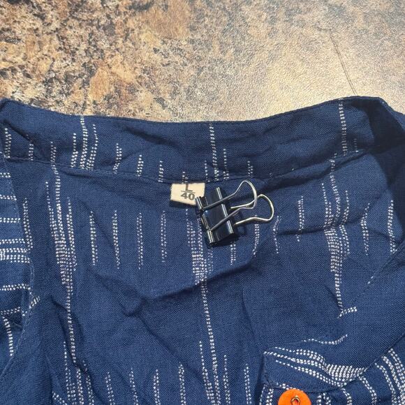 Dress Embroidered Boho Artsy Folk Whimsical Cottage Ethnic Slits Blue Large 40 - Picture 3 of 5